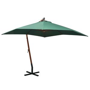 vidaXL Parasol ogrodowy wiszący, 300 x 300 cm, drewniany, zielony