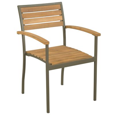 vidaXL Sztaplowane krzesła ogrodowe, 2 szt., drewno akacjowe i stal