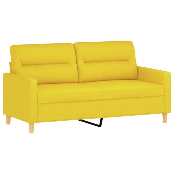 vidaXL 2-osobowa sofa z poduszkami, jasnoż&oacute;łta, 140 cm, tkanina