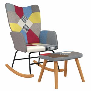 vidaXL Fotel bujany z podn&oacute;żkiem, patchwork, obity tkaniną