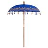 vidaXL Baliński Parasol 260 Niebieski 180-190 cm Bawełna i lite drewno