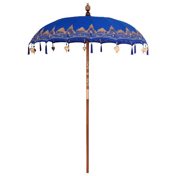 vidaXL Baliński Parasol 260 Niebieski 180-190 cm Bawełna i lite drewno