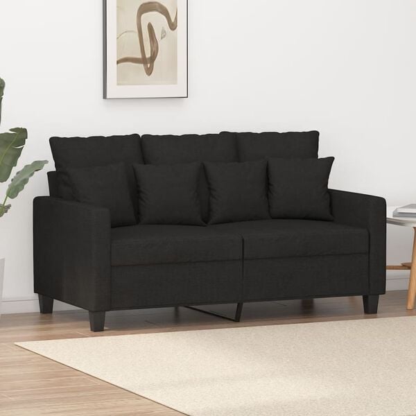 vidaXL Sofa 2-osobowa, czarna, 120 cm, tapicerowana tkaniną