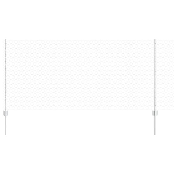 vidaXL Ogrodzenie z słupkiem Srebrny 1 x 50 m Stal