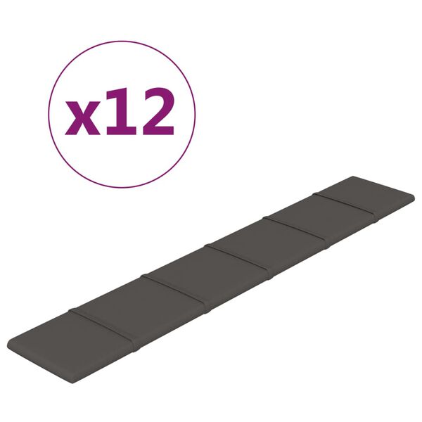 vidaXL Panele ścienne, 12 szt, ciemnoszare, 90x15 cm, tkanina, 1,62 m&sup2;