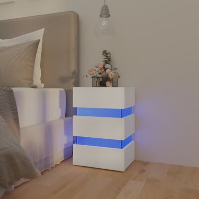 vidaXL Szafka nocna z LED, biała, 45x35x67 cm, materiał drewnopochodny