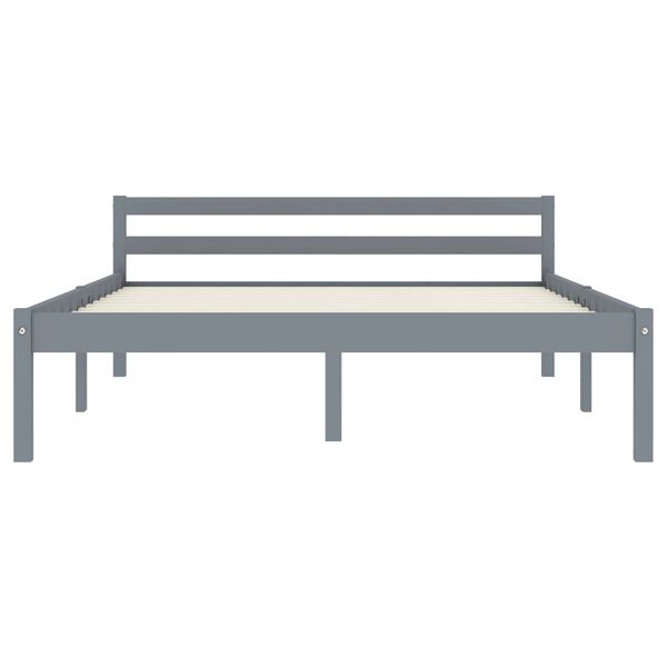 vidaXL Rama łóżka, szara, lite drewno sosnowe, 120 x 200 cm
