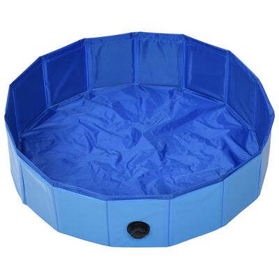 vidaXL Składany basen dla psa, niebieski, 80 x 20 cm, PVC
