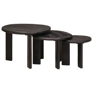 vidaXL Nesting Stoły Kawowe 3 szt. Biały &Oslash; 54 x 40 cm Drewno z mango