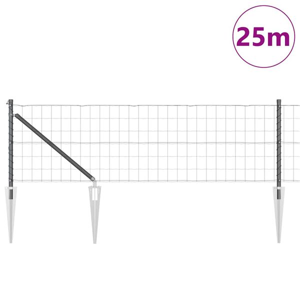 vidaXL Ogrodzenie z słupkami Szary 0.6 x 25 m Stal