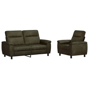 vidaXL Zestaw Sof 2 pcs Zielony wojskowy Sk&oacute;ra zamszowa