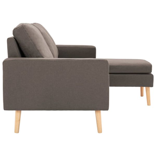 vidaXL 3-osobowa sofa z podnóżkiem, kolor taupe, tapicerowana tkaniną