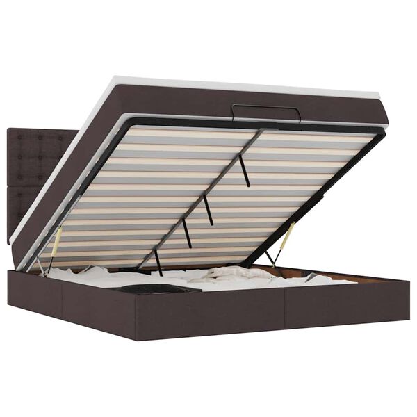 vidaXL Rama ł&oacute;żka otomana z materacem, brązowa, 180x200 cm, tkanina
