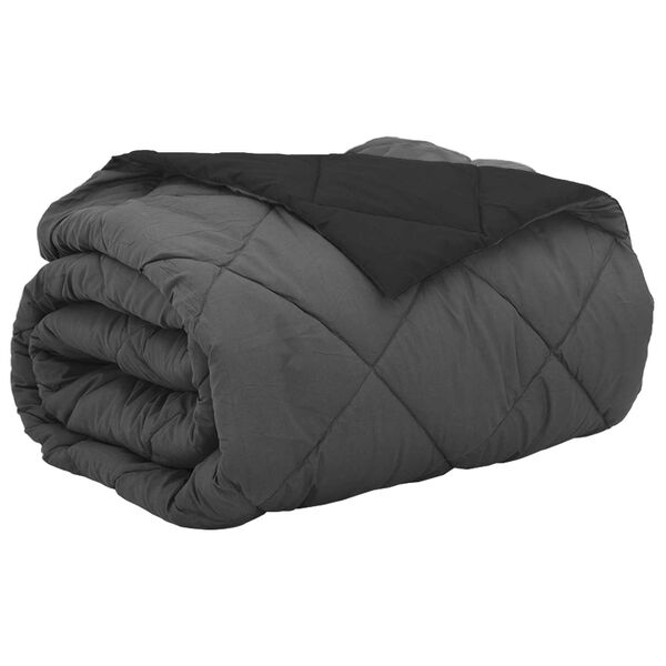 vidaXL Letni Kołdra Czarny i antracyt 220 x 260 cm Mikrofibra