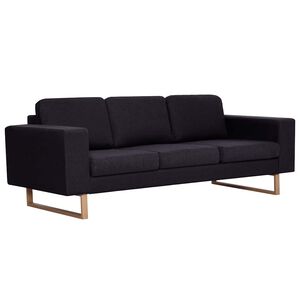 vidaXL 3-osobowa sofa tapicerowana tkaniną, czarna
