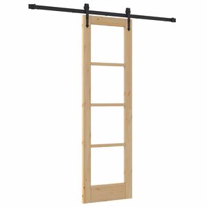 vidaXL Drzwi przesuwne 61 x 198,5 cm Lite drewno sosnowe i szkło