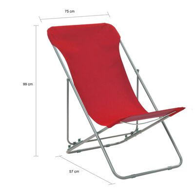 vidaXL Składane krzesła plażowe, 2 szt, stal, tkanina Oxford, czerwone