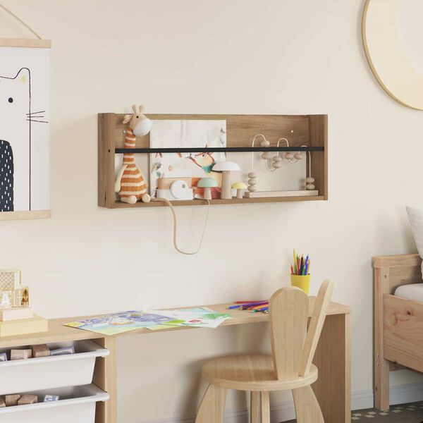 vidaXL Regał na gazety z p&oacute;łką Dąb rzemieślniczy 80 x 12 x 30 cm