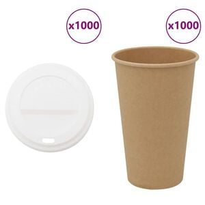 vidaXL Papierowe kubki z pokrywkami, 1000 szt., 16oz, 400ml