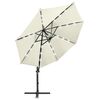 vidaXL Parasol wiszący z lampkami LED i słupkiem, 300 cm, piaskowy