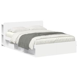 vidaXL Rama ł&oacute;żka z przechowywaniem Z zagł&oacute;wkiem Biały 150 x 200 cm