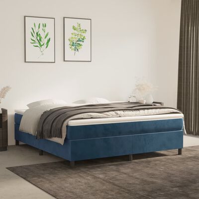 vidaXL Rama łóżka, ciemnoniebieska, 160x200 cm, tapicerowana aksamitem