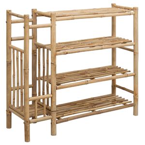 vidaXL Stojak na buty z p&oacute;łką Naturalny 88 x 27 x 80 cm Bambus