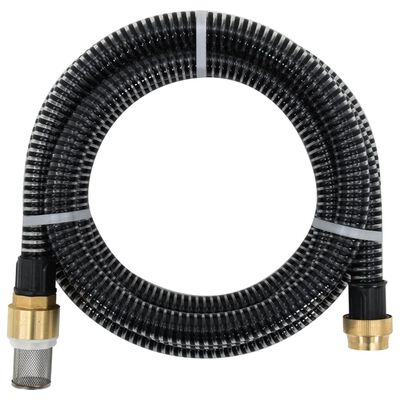 vidaXL Wąż ssący z mosiężnymi złączami, czarny, 1,1" 15 m, PVC