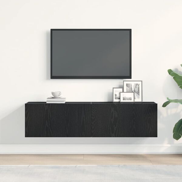 vidaXL Szafka pod TV czarny dąb 120x30x30,5 cm materiał drewnopochodny