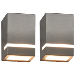 vidaXL Zewnętrzne lampy ścienne, 2 szt., 35 W, srebrne, prostokątne