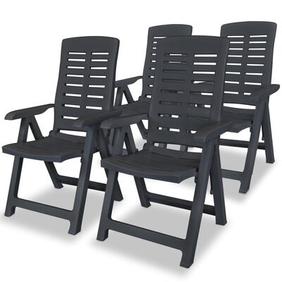 vidaXL Rozkładane krzesła ogrodowe, 4 szt., plastikowe, antracytowe
