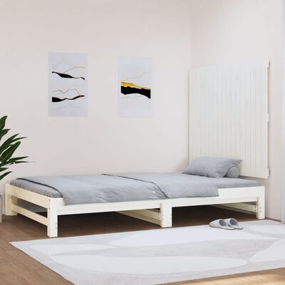 vidaXL Wezgłowie łóżka, białe, 108x3x90 cm, lite drewno sosnowe