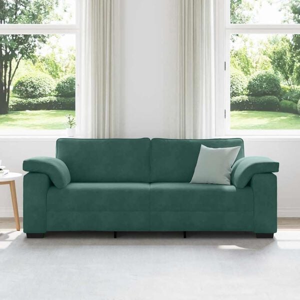 vidaXL Sofa 3-osobowa, ciemnozielona, 178 cm, aksamit