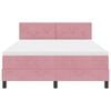 vidaXL Ł&oacute;żko z sprężyną LED z materacem R&oacute;żowy 160 x 200 cm Aksamit