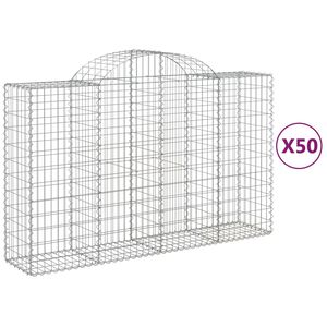 vidaXL Kosze gabionowe, 50 szt, 200x50x120/140cm, galwanizowane żelazo