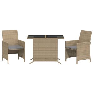 vidaXL 3-cz. zestaw mebli bistro z poduszkami, mieszany beż, rattan PE