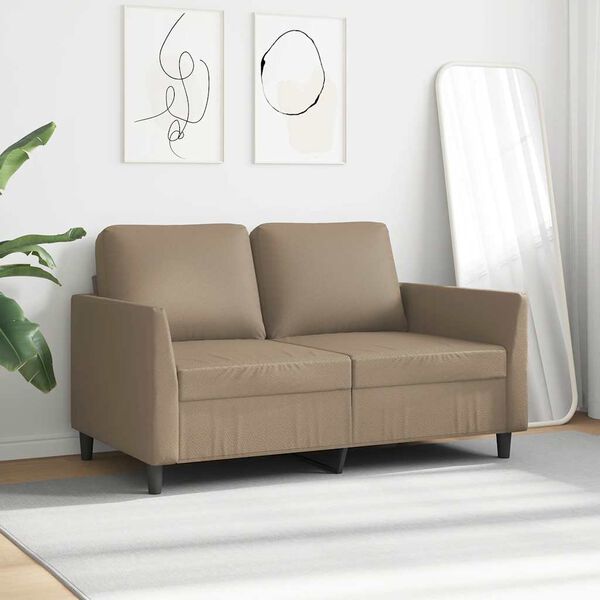vidaXL 2-osobowa sofa, kolor cappuccino, 120 cm, sztuczna sk&oacute;ra