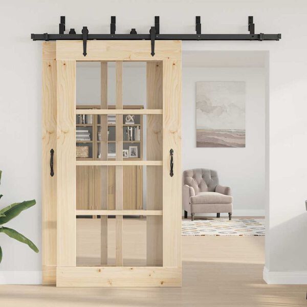 vidaXL System do montażu drzwi przesuwnych, 213,5 cm, stal, czarny