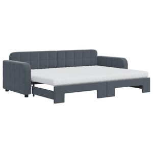 vidaXL Sofa rozsuwana z materacami, ciemnoszara, 80x200 cm, aksamit
