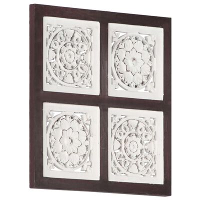 vidaXL Ręcznie rzeźbiony panel ścienny, MDF, 40x40x1,5 cm, brąz i biel