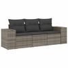 vidaXL 3-częściowa sofa do ogrodu, z poduszkami, szara, polirattanowa