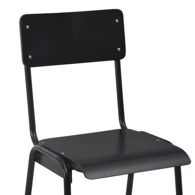 vidaXL Krzesła barowe, 4 szt., czarne, sklejka i stal