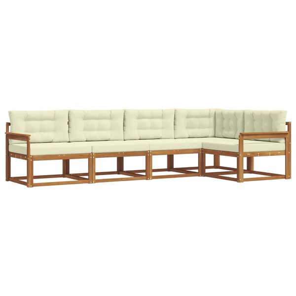 vidaXL Zestaw sof na zewnątrz z poduszką 5 pcs Naturalny i Kremowy