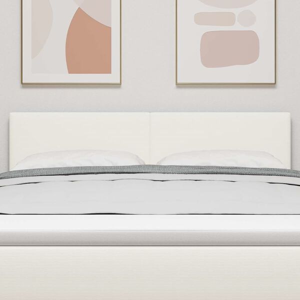 vidaXL Wezgłowie LED z paskami LED Kremowy 144 cm Tkanina sztruksowa