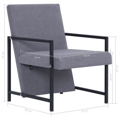 vidaXL Fotel z chromowanymi nóżkami, jasnoszary, materiałowy