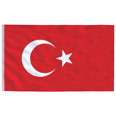 vidaXL Flaga Turcji z aluminiowym masztem, 6,2 m