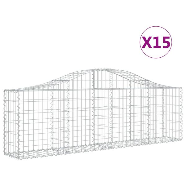 vidaXL Kosze gabionowe, 15 szt, 200x30x60/80 cm, galwanizowane żelazo