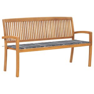 vidaXL Sztaplowana ławka ogrodowa z poduszką, 159 cm, drewno tekowe