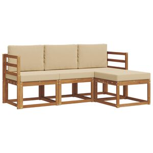 vidaXL Zestaw sof na zewnątrz z poduszką 4 pcs Naturalny i Beżowy