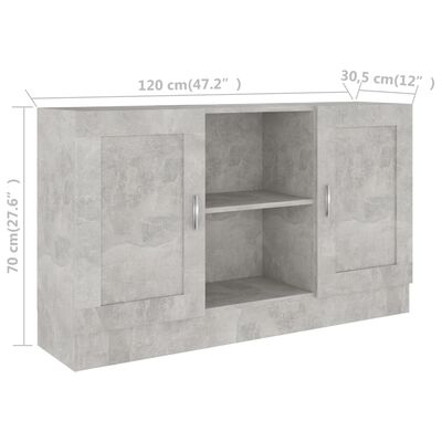 vidaXL Szafka, szarość betonu, 120x30,5x70 cm, materiał drewnopochodny